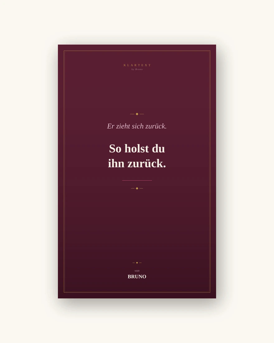 Er zieht sich zurück, das Buch von Bruno